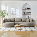 129" Curved Oversized Modular Bonded Leather Sectional Sofa with Left Chaise, 4 Pillows, 3 Back Cushion, Modern Style