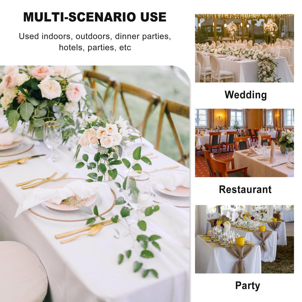 6 Pack White Table Cloth 90x132 Inch for 6 Feet Rectangle Tables