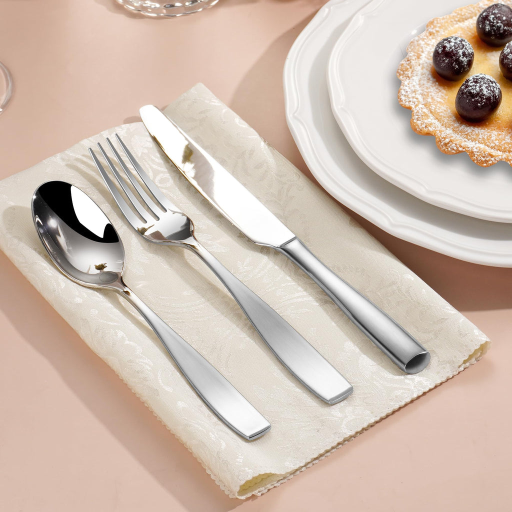 65 Piece Heavy Silverware Set, 18/10 Stainless Steel Flatware Set for 12