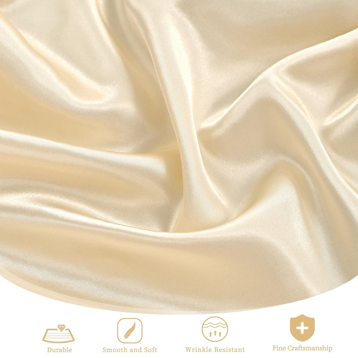 Champagne Satin Tablecloth, 12 Pack 120 Inch, Round Table Cloth Silk