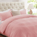 Duvet Cover, 3 Pieces Seersucker Duvet Cover Set, Pink
