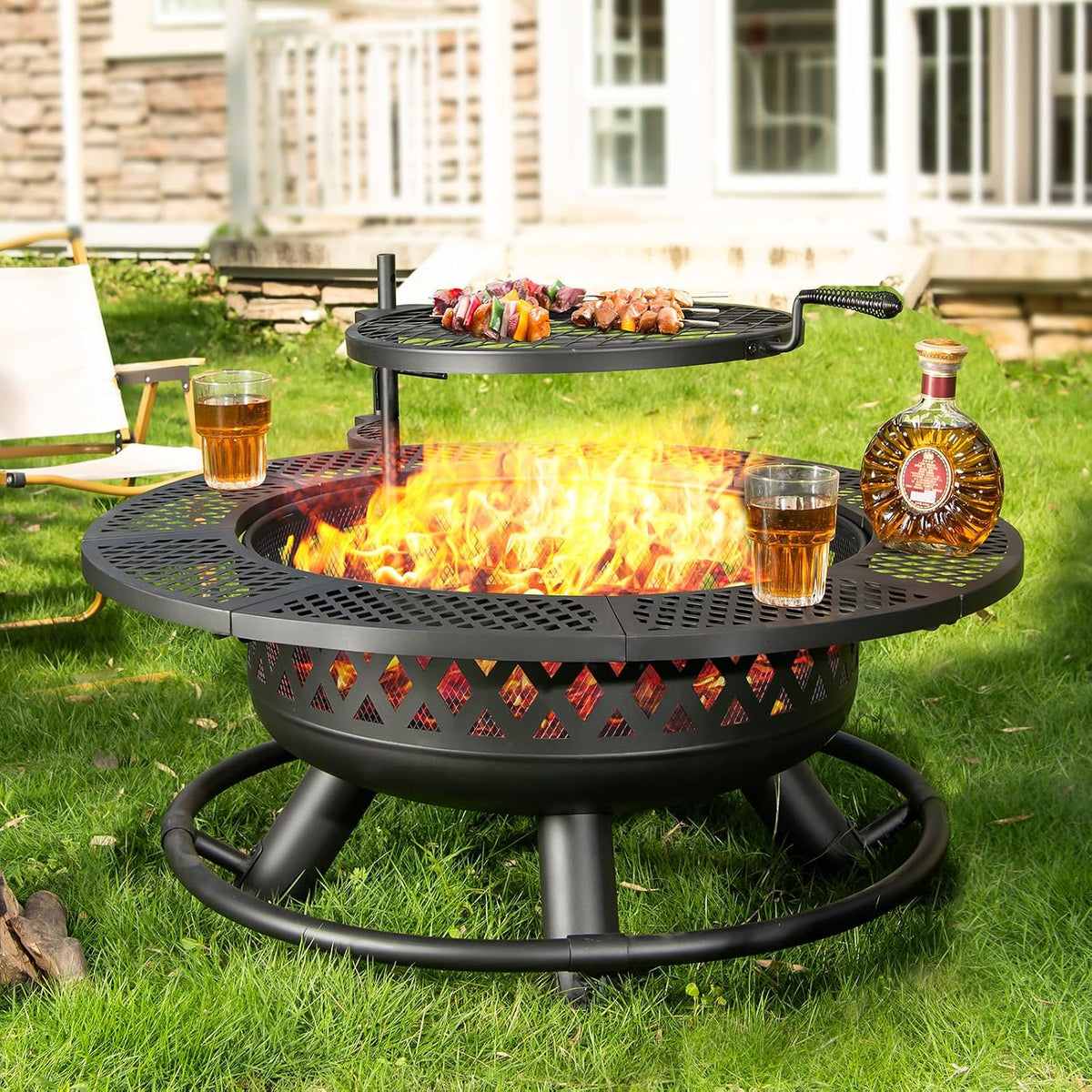 36-Inch Fire Pit with Grill Grate for Cooking Over an Open Flame