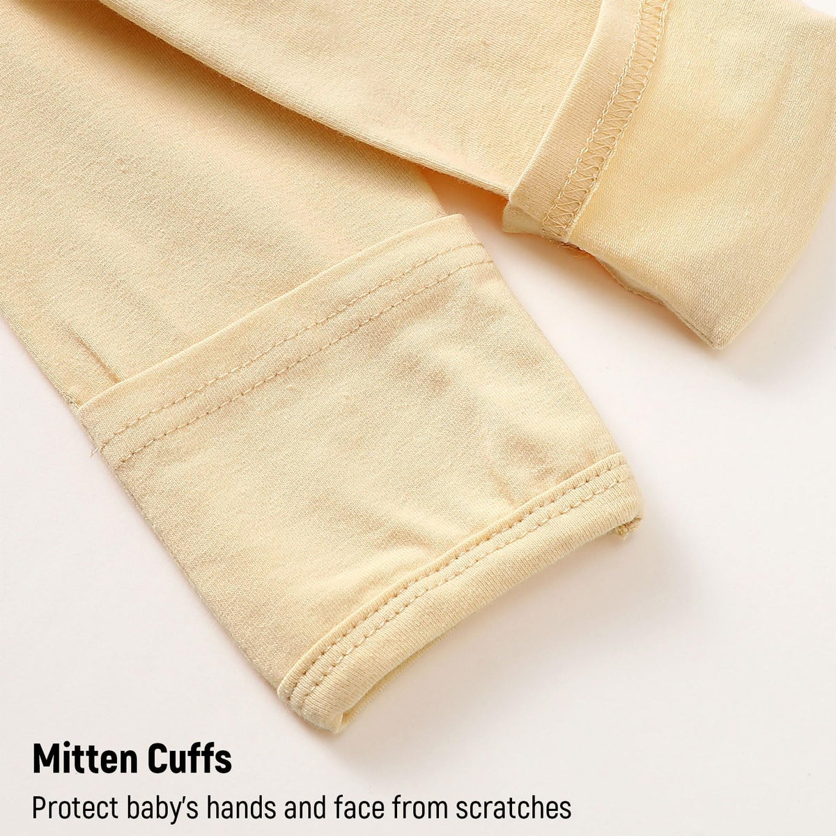 Knotted Gown Baby Girl Newborn Sleepers with Mitten Cuffs and Matching Hat - Long Sleeve Bodysuit