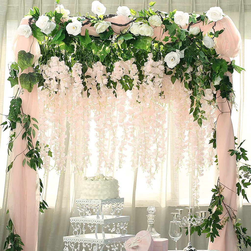 12 Pack Wisteria Flower Vines Garland, 3.75 Feet Artificial Flower Strings, Fake Hanging Flowers, Silk Wisteria