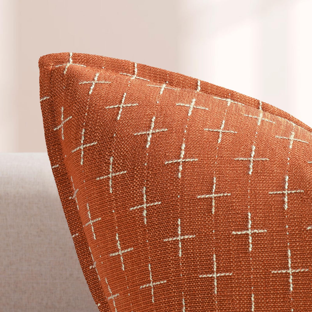 Fall Pillow Covers 20x20 Set of 2 Soft Fall Decor Polyester Textured Pillow Covers with Stylish Flange Edge Cozy