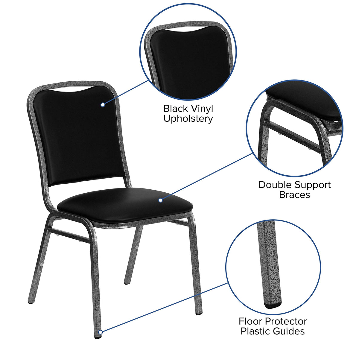 Stacking Banquet Chair in Black Vinyl