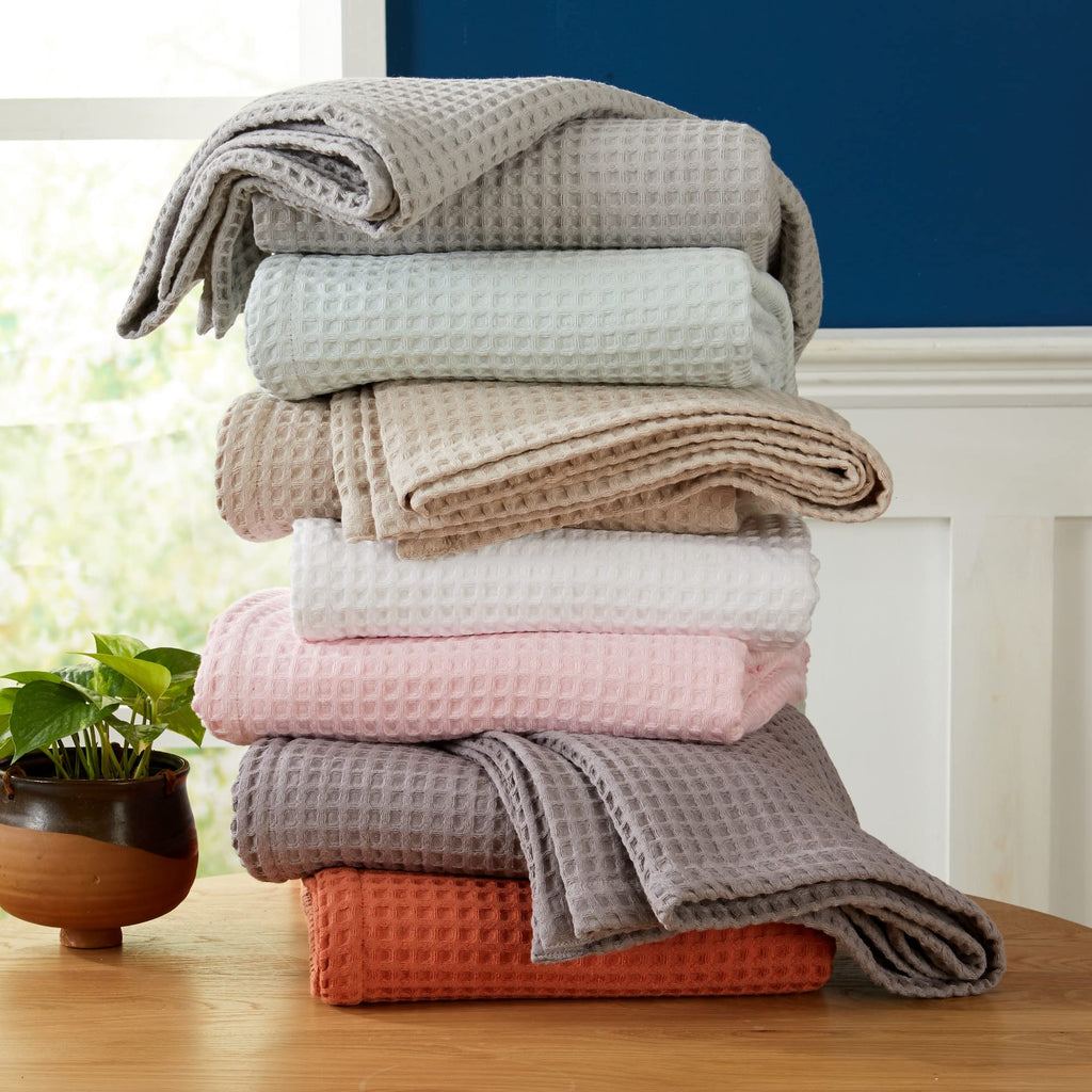 100% Cotton Waffle Weave Bed Blanket | Soft, Breathable, and Lightweight Blanket for All-Season | Perfect for