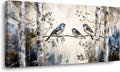 Beige Sparrow Bird Wall Art Decor Cute Chickadee Birds Canvas Pictures Birch Tree Woods Painting Prints Deco Wildlife