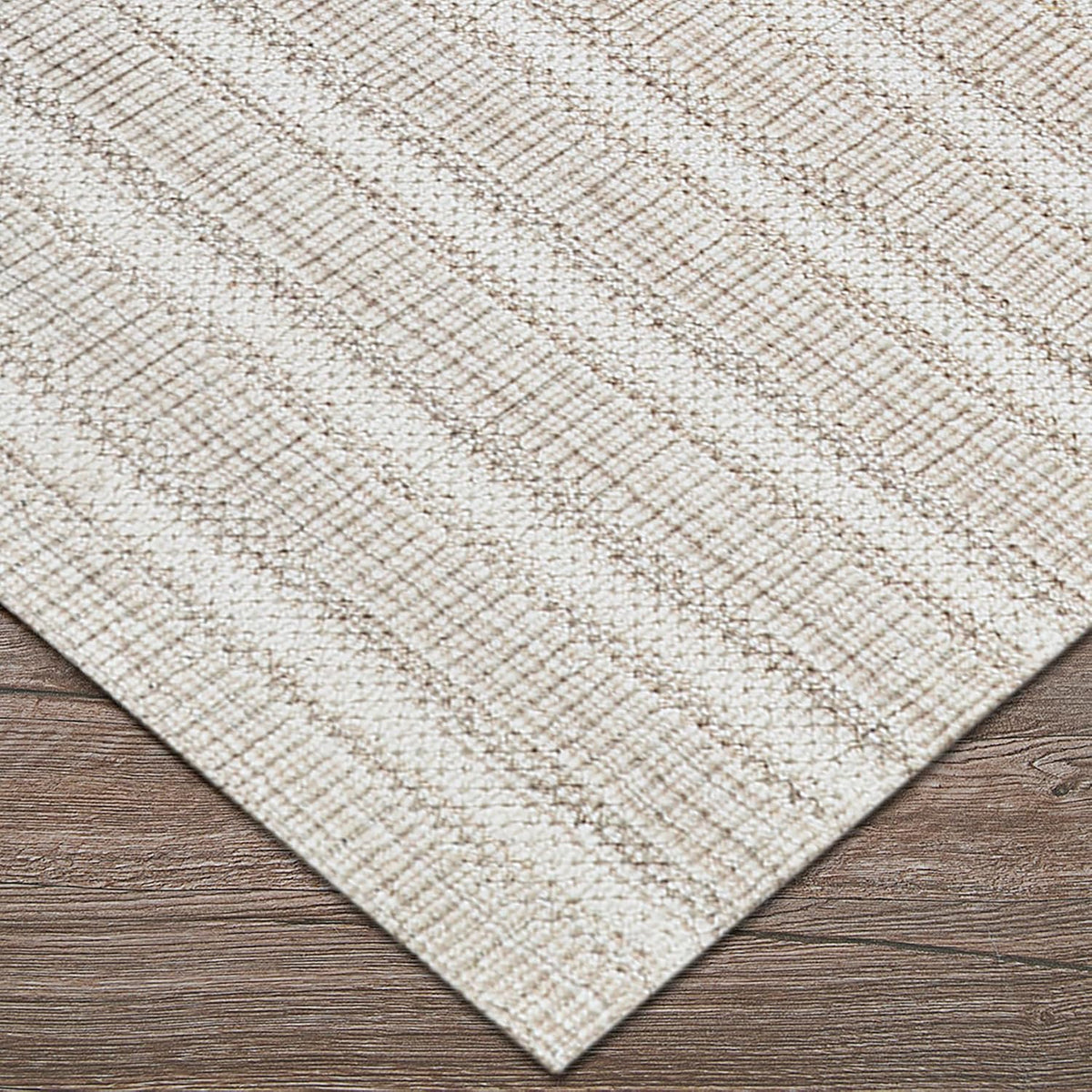 Aspen Textured Stripes Handmade Wool Area Rug, Light Beige
