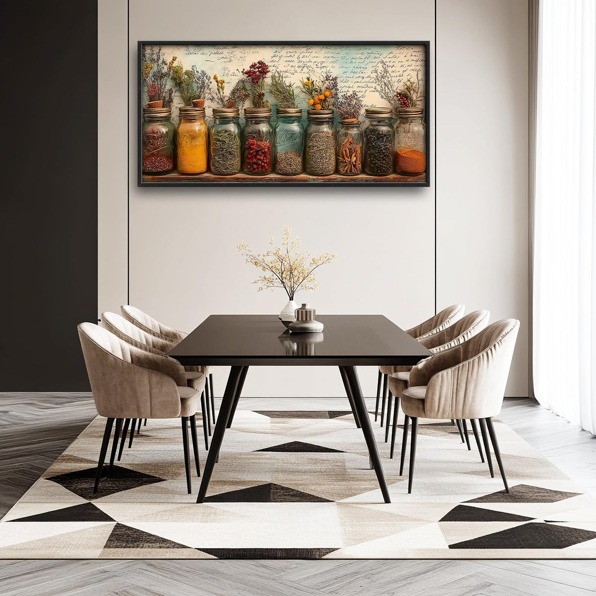Kitchen Wall Art Spices Herbs Food Wall Decor Large Size Dining Room Canvas Painting Pictures Prints Framed Home