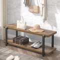 Entryway Bench, Industrial Shoe Storage Bench Bedroom, Rustic Brown