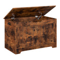 Storage Chest, Wooden Storage Bench with Flip-top Lid & Safety Hinge, Storing Trunk, Rustic Brown