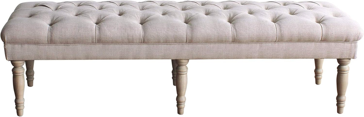 64" Large Tufted Bench - Light Mauve