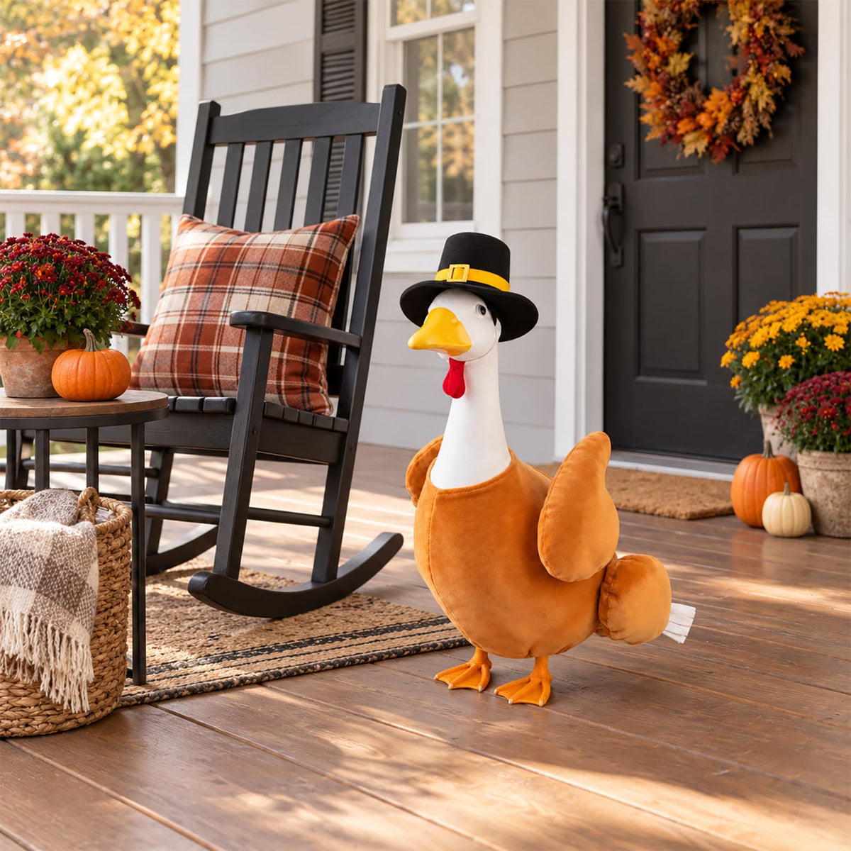 Thanksgiving Turkey Porch Goose Outfits for 23" Goose Statue