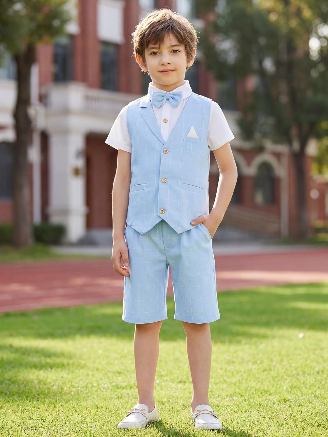 Summer Boys Suit Dress Clothes Kids 4Pcs Wedding Ring Bearer Outfit