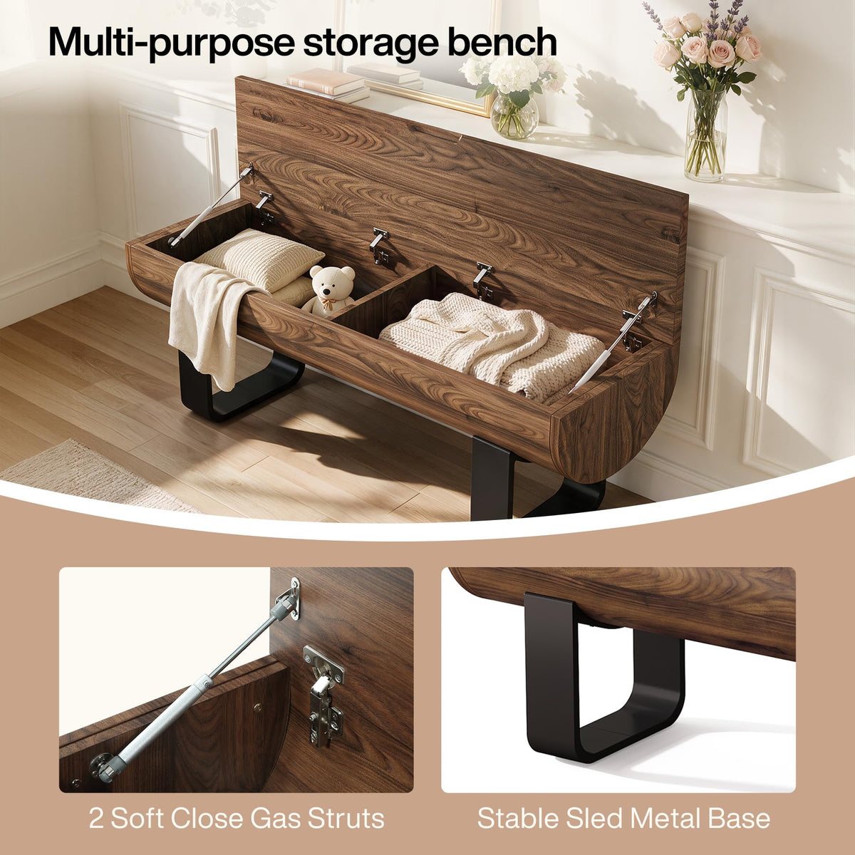 55.1" Storage Bench, Farmhouse Lift Top Entryway Shoe Bench