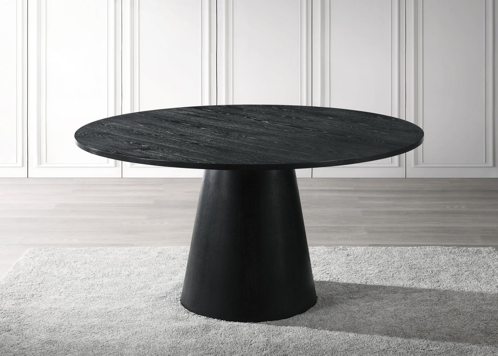 Terra 59" Transitional Round Dining Table with Pedestal Base, Black
