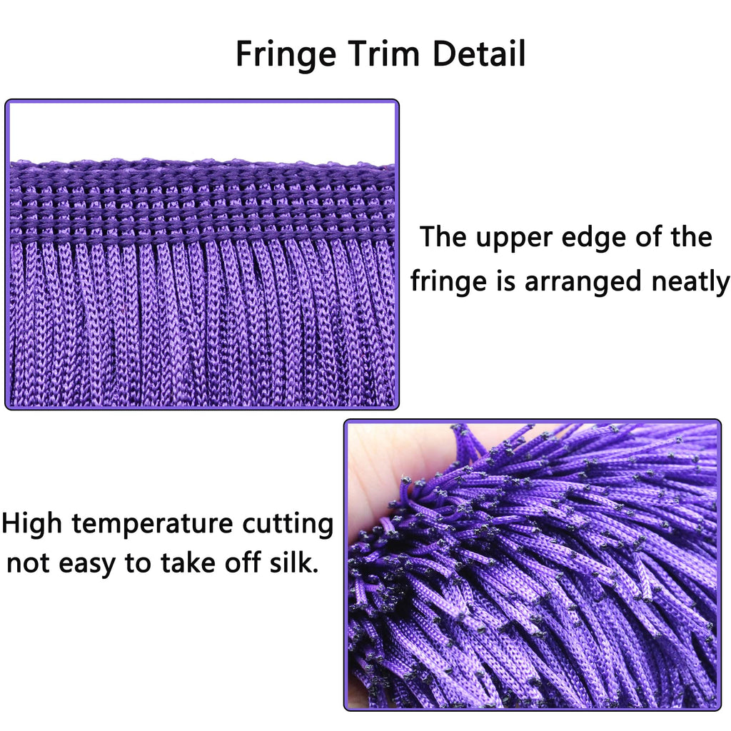 6" Dark Purple Fringe Trim Tassel Sewing Trim for Clothes Accessories Latin Wedding Dress DIY Lamp Shade - 10 Yards