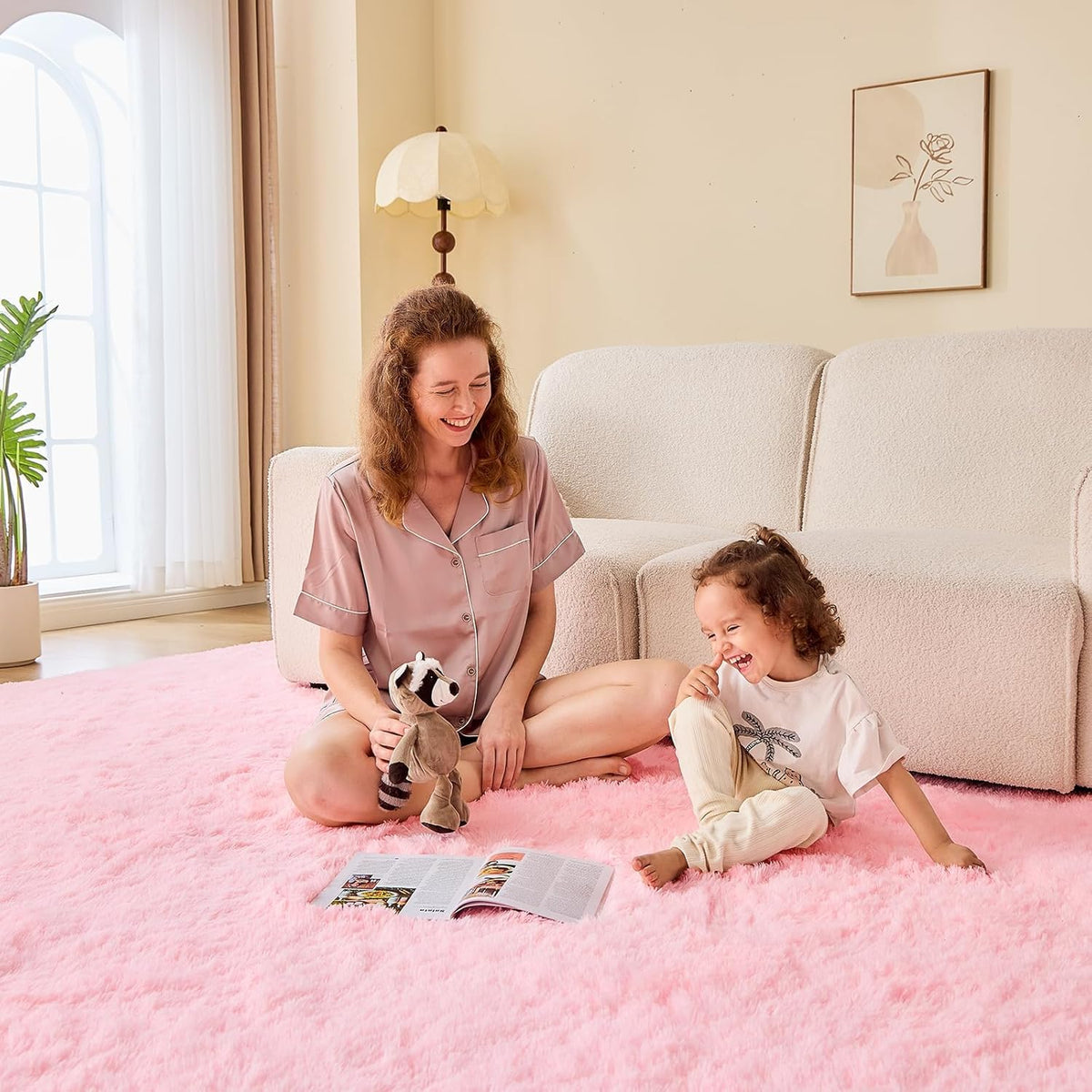 Pink Rugs for Bedroom, Ultra-Soft Fluffy Area Rugs for Living Room, Shag Carpet for Nursery, Kids, Girl, Boy, Baby, Plush, Fuzzy, Shaggy, Cute Home Decor