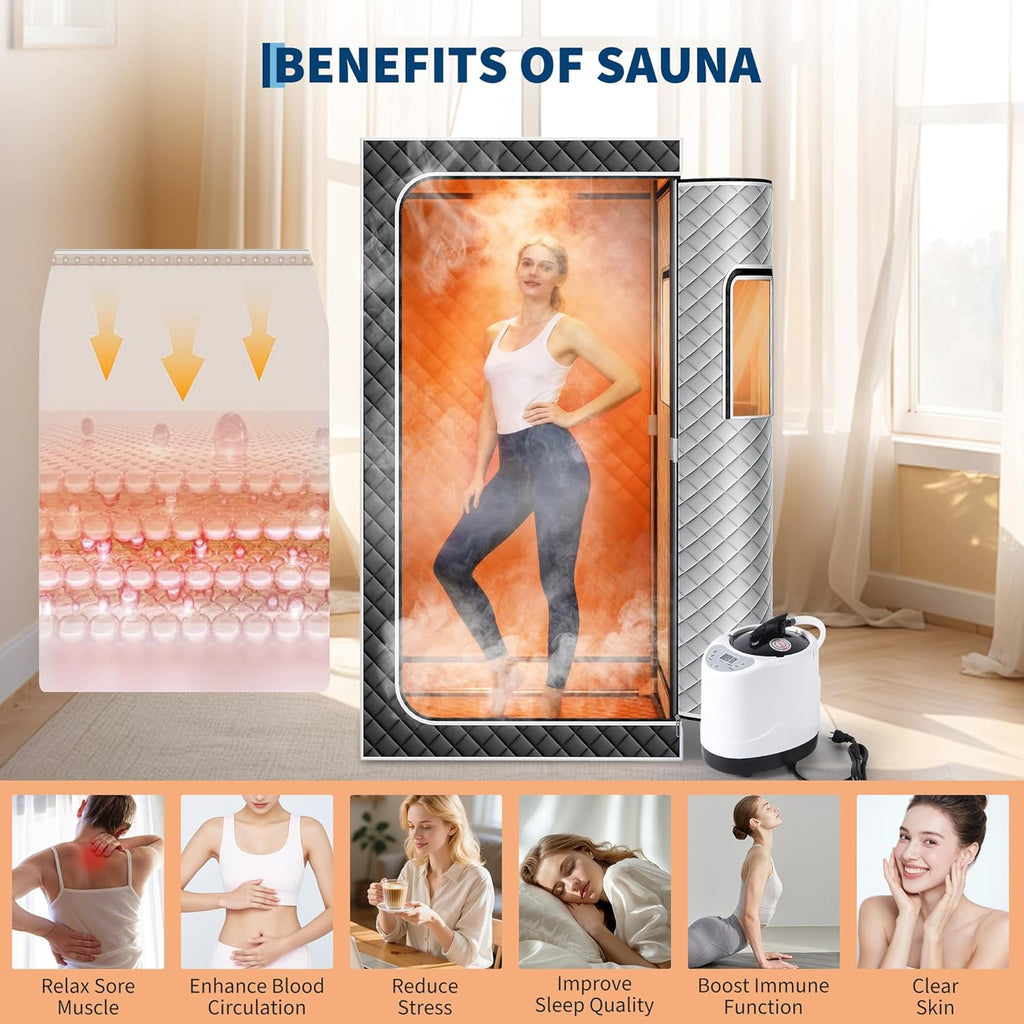 Portable Sauna Box for Home, Personal Sauna Tent for Relaxation, Indoor Steam Sauna Room with 3L/1200W Steamer