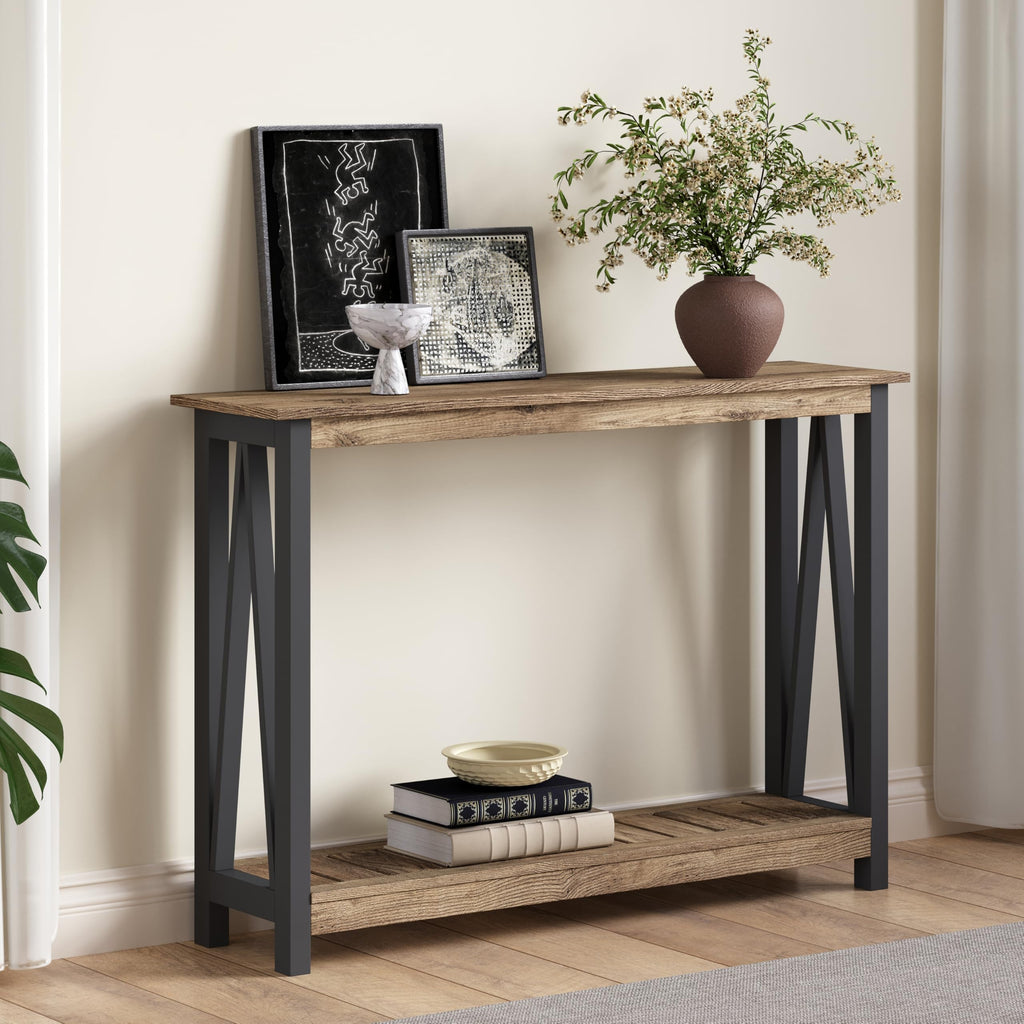 Farmhouse Console Table, Narrow Sofa Table, 40 Inch