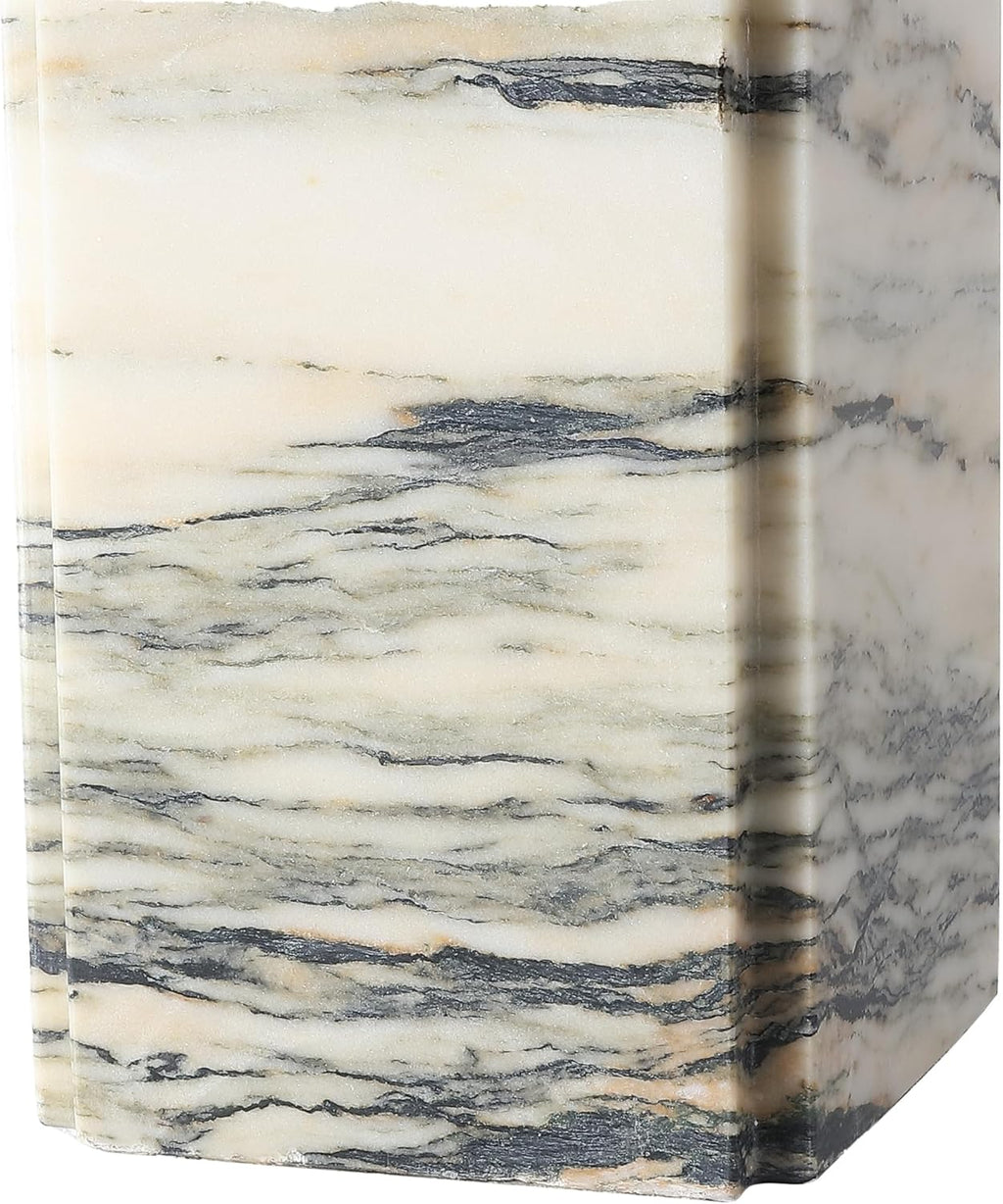 Mackenzie Cream/White Marble Square 25-inch Table Lamp Living Room Home Office Desk Nightstand (LED Bulb Included)
