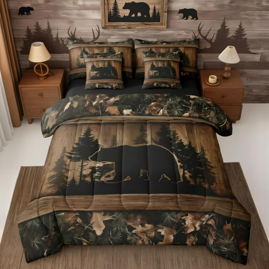 Farmhouse Black Bear Comforter Set with Sheets 7 Piece