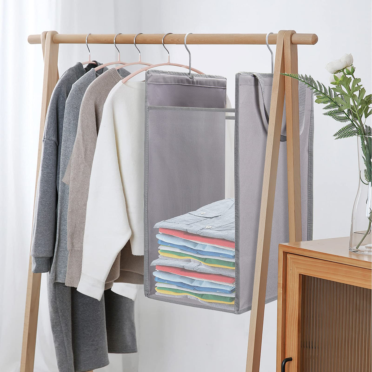 Hanging Laundry Hamper,2 Pack Grey Hanging Laundry Basket