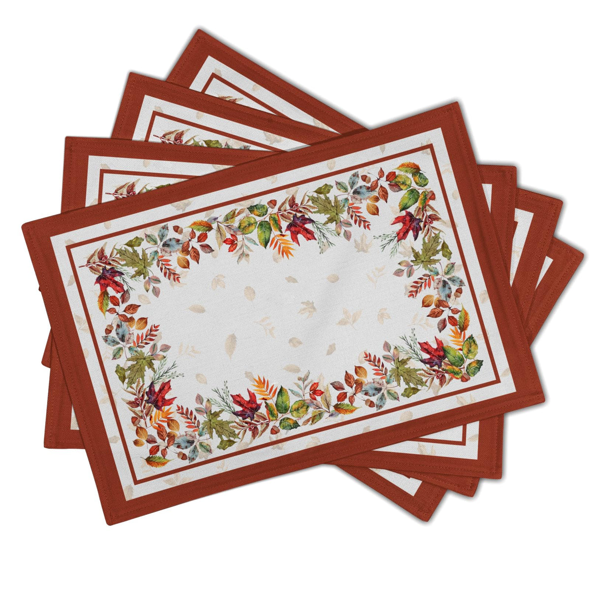 Fall Leaves Placemats Set of 4, Autumn Harvest Maple Leaves Farmhouse Tabletop Mat 12 x 18 Inch Washable Heat