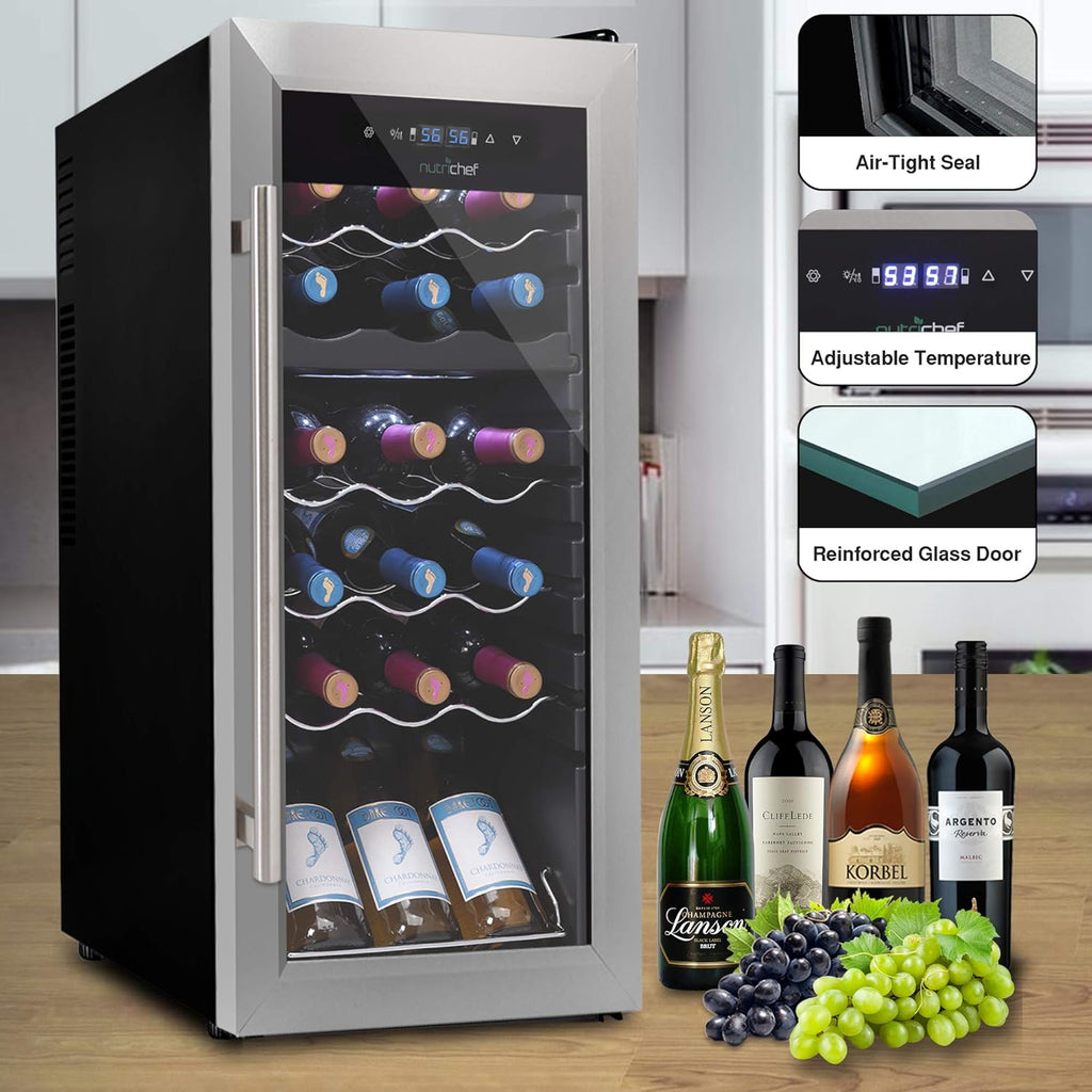 18 Bottle Wine Fridge | Dual Zone Wine Chiller | Adjustable Temperature 41°F to 64°F | Ultra Quiet Operation | Wine