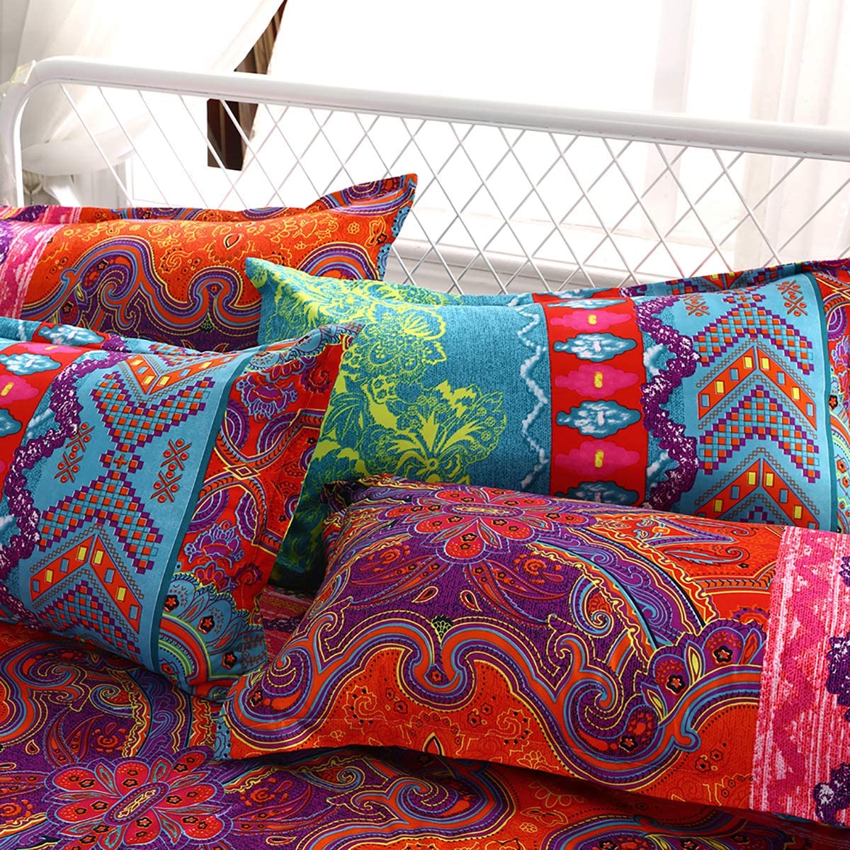 Bohemian Comforter Set Queen 3 Pieces Reversible Boho Set