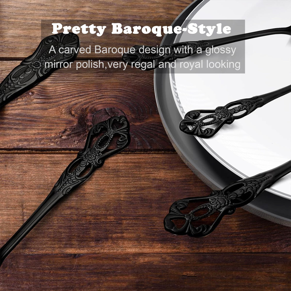 Gorgeous Retro Royal Black Stainless Steel 20-Piece Flatware Set