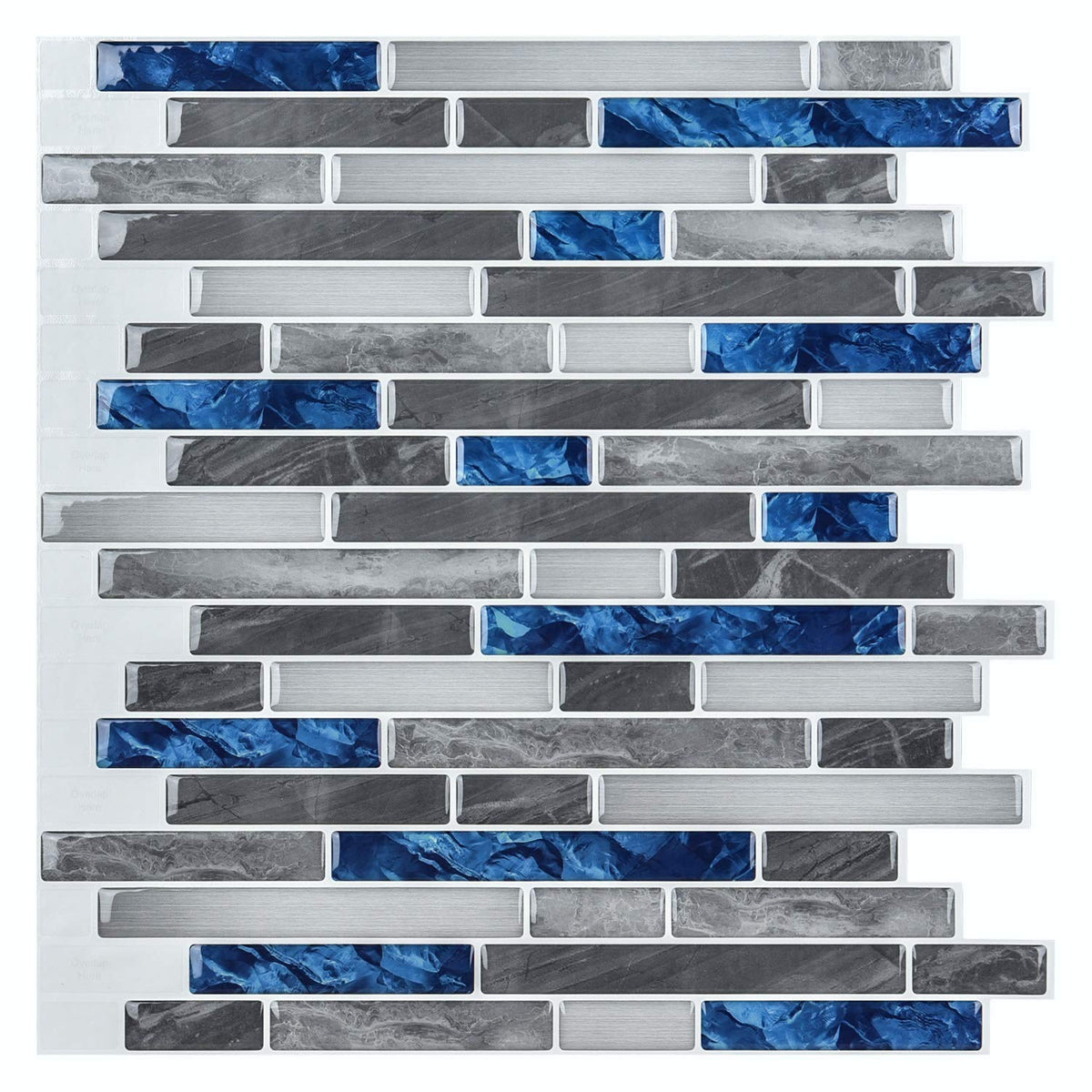 Peel and Stick Stone Wall Tile, 12 x 12 in, 10-Sheet, Blue Marble