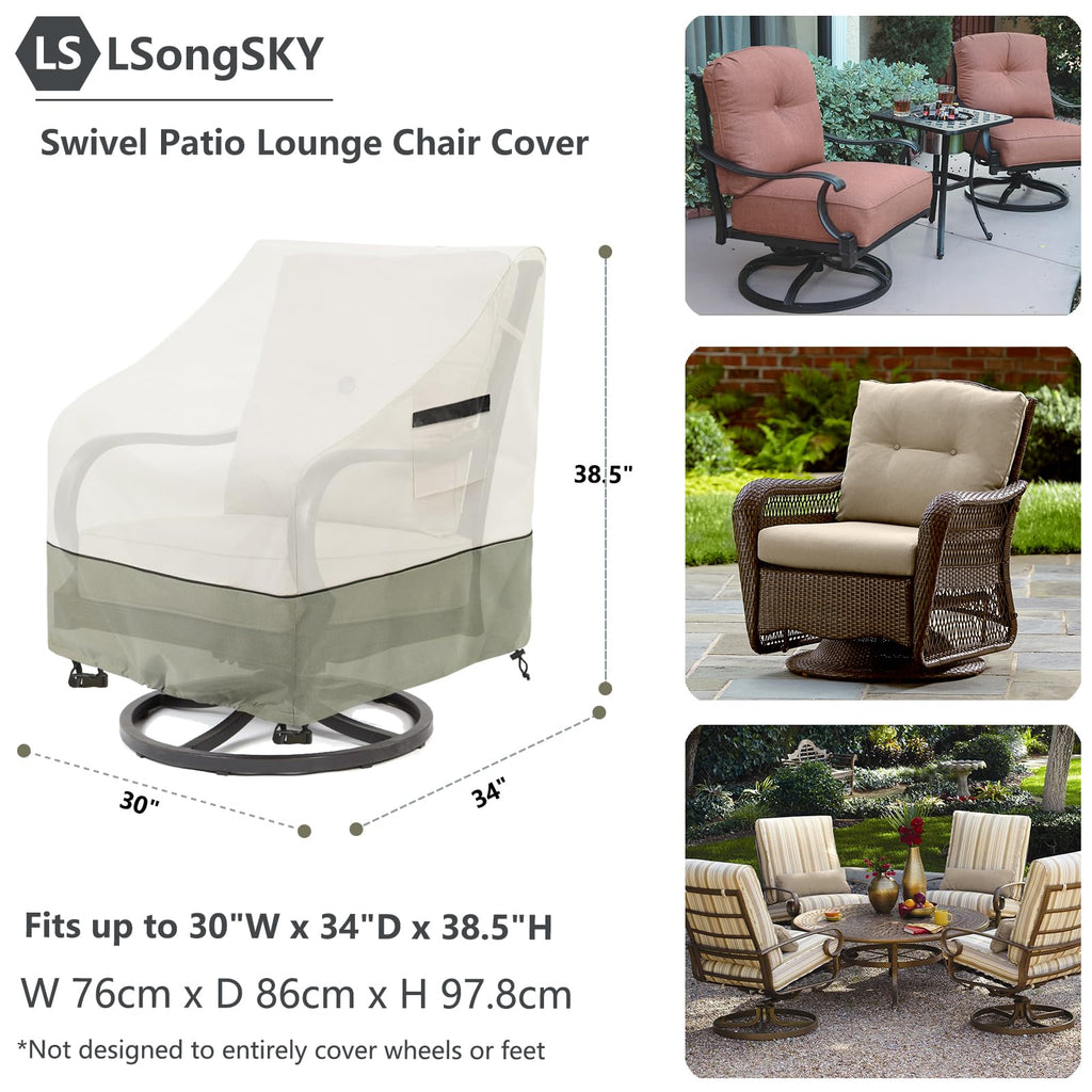 Outdoor Swivel Lounge Chair Cover 2 Pack, Waterproof Heavy Duty Outdoor Chair Covers, Patio Rocking Chair Covers for