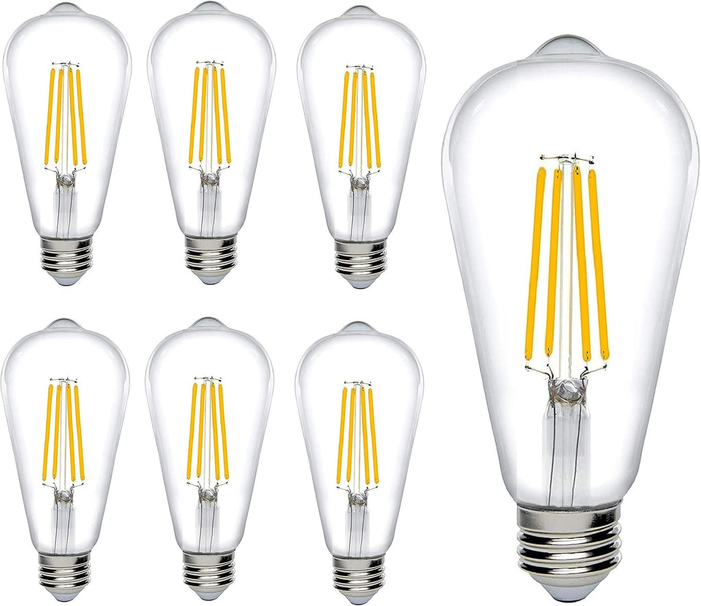 Dimmable Edison Light Bulbs - 800 Lumen Soft White 3000K LED Replacement for Incandescent Light Bulbs - 6-Pack