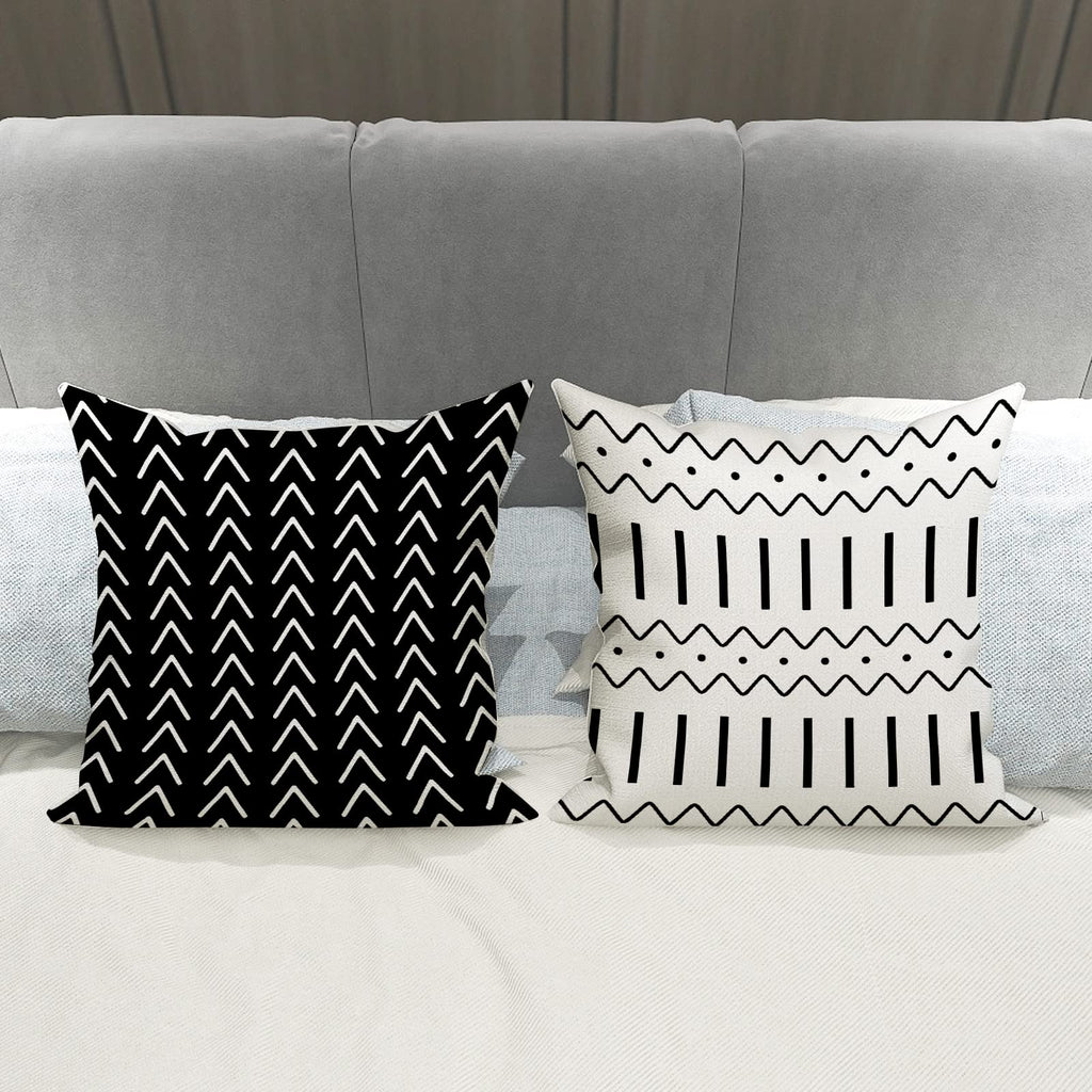 Pillow Covers 16x16 Set of 4, Modern Sofa Throw Pillow Cover, Decorative Outdoor Linen Fabric Pillow Case for Couch