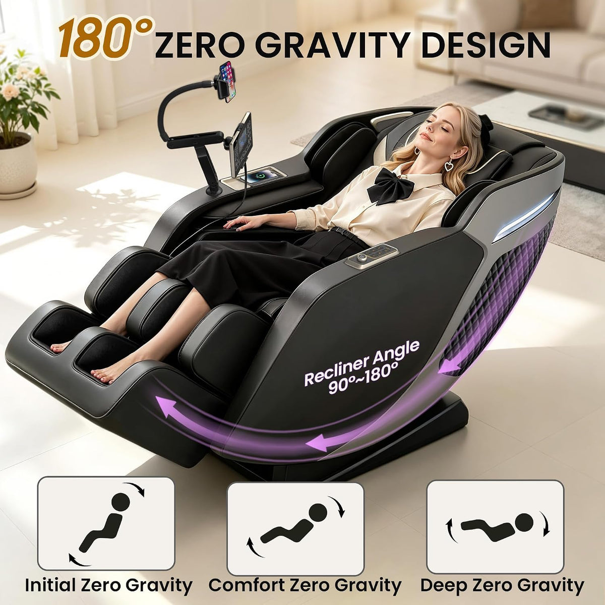 4D Massage Chair Full Body, Zero Gravity 55" SL-Track Shiatsu Massage Recliner Chair with Body Scan, APP & AI Voice