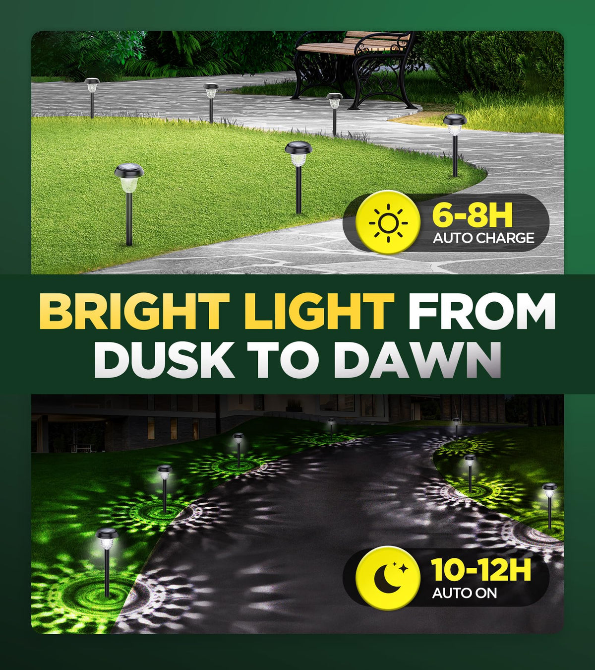 10 Pack Ultra Bright Solar Lights Outdoor Waterproof, from Dusk to Dawn Up to 12H Outdoor Solar Lights, Auto On/Off