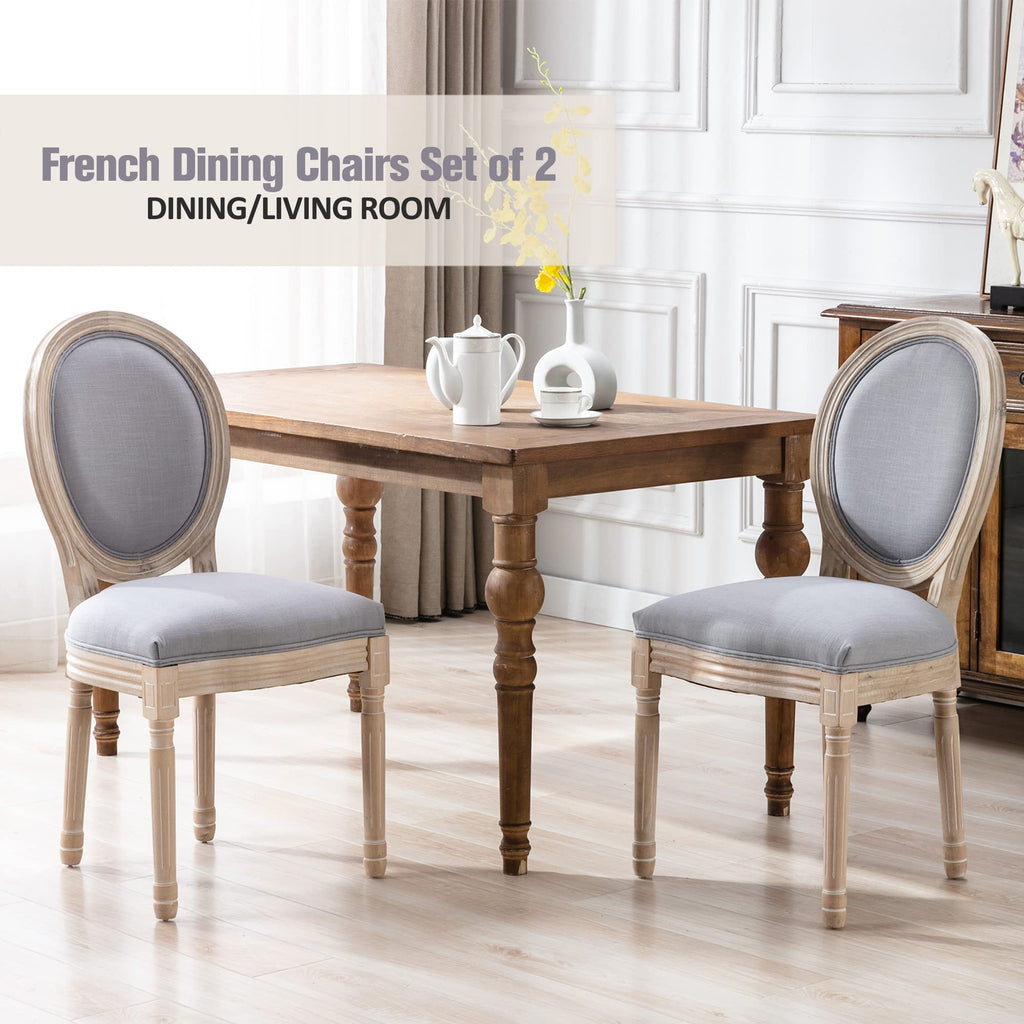 French Country Dining Chairs Set of 2, Farmhouse Dining Chairs, Vintage Dining Chair with Round Back, Mid Century