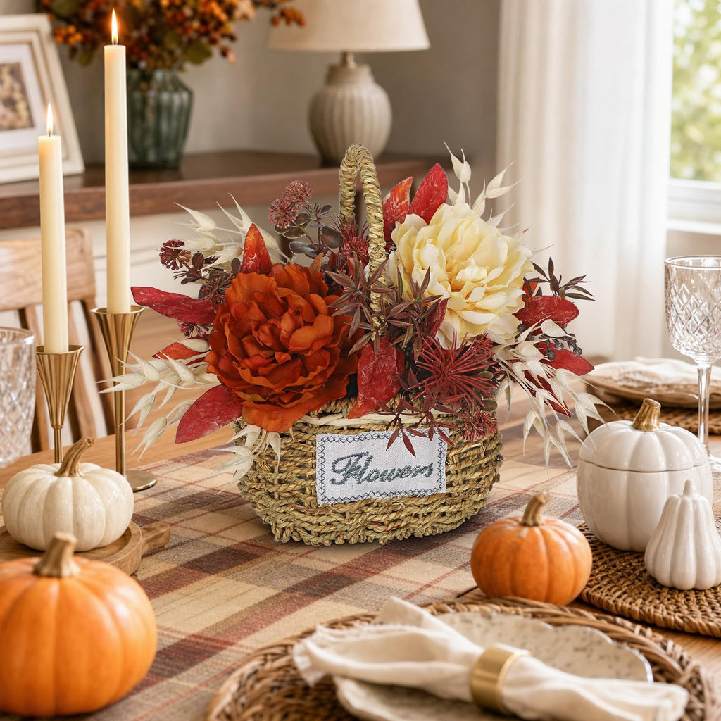 Fall Centerpieces for Tables Fall Floral Peonies Artificial Flowers in Vase