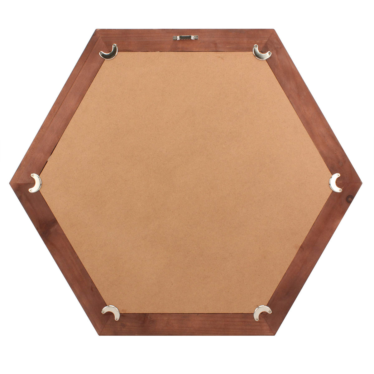Decorative 24" Hexagon Wall Mirror with Redwood Frame and Attached Hanging Bracket, Decorative Country Rustic Decor