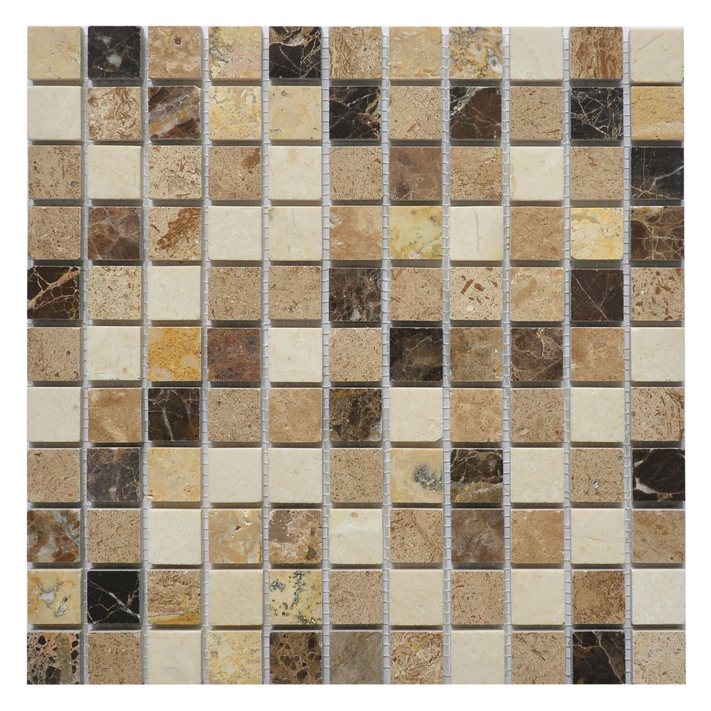 5 Sheets Marble Mosaic Tile Backsplash, Bathroom Shower Floor Etc, Soul Collection, 1"X1" Squares, 12"X12"X3/8"