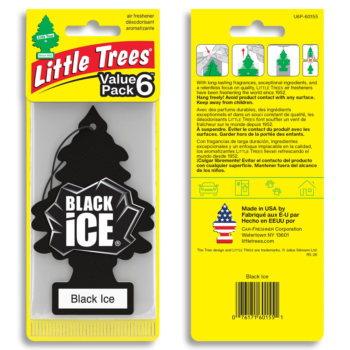 Car Air Freshener | Hanging Tree Provides Long Lasting Scent for Auto and Home | 24 Air Fresheners |Black Ice