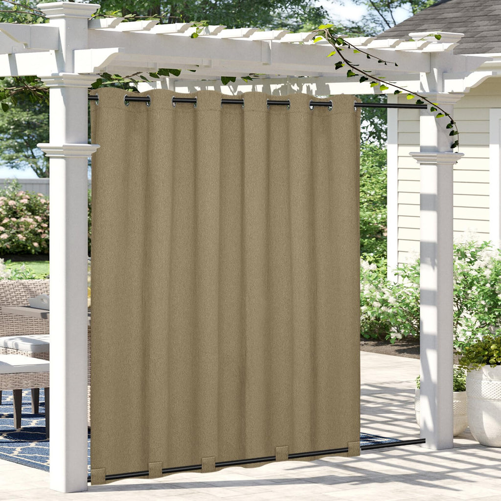 Linen Look Outdoor Curtains 110x96 inch, Khaki
