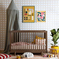 Baby Bliss 4-in-1 Convertible Wood Crib Bed, Made in Italy, Walnut | Crib to Toddler & Day Bed, GREENGUARD Gold