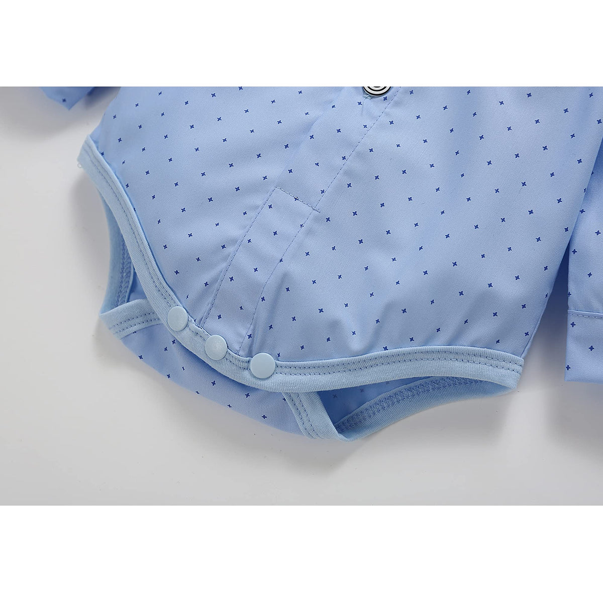 Baby Toddler Boy Formal Gentleman Suits,Dress Long Sleeve Blue Shirt With Bowtie+Suspender Pants Dressy Outfit