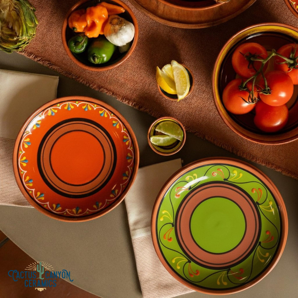 Spanish Terracotta 5-Piece Small Dinner Plate Set (European Size), Multicolor