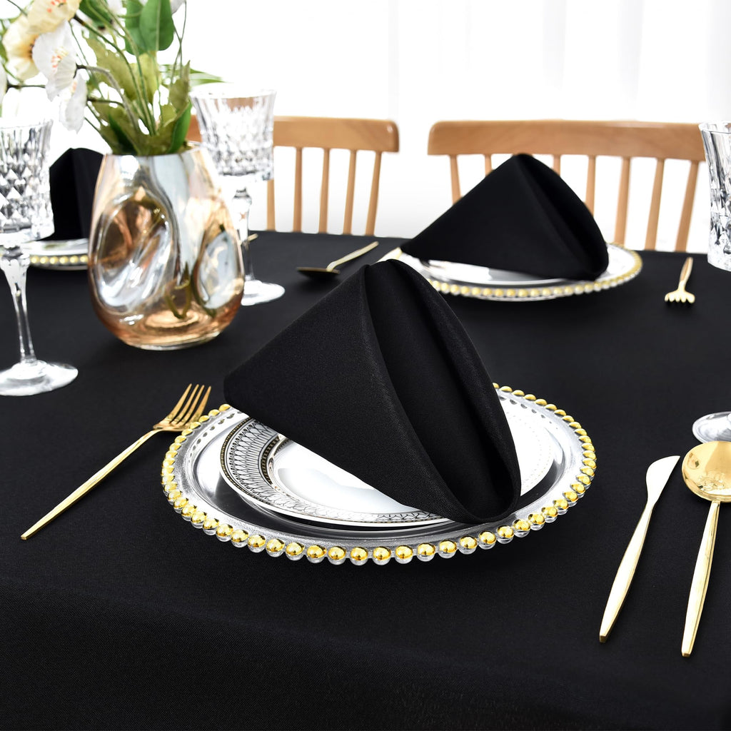 Black Cloth Napkins Set of 12 Washable Dinner Napkins, 18X18 in
