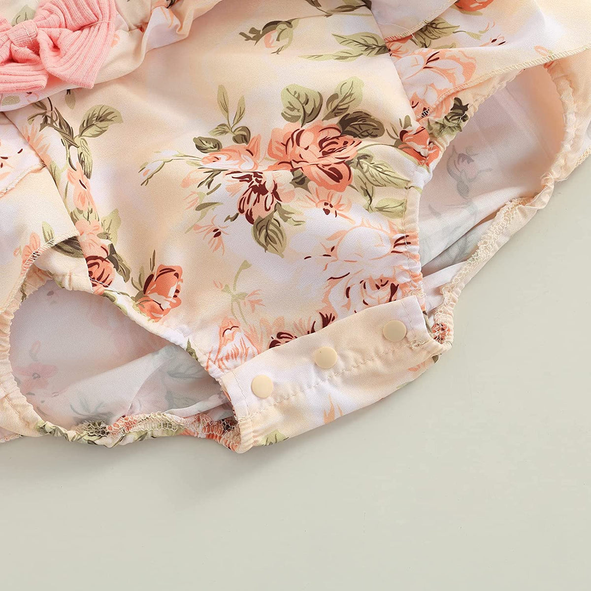Baby Girl Floral Romper Newborn Dress Ruffle Bodysuit Suspender Shorts Jumpsuit Cute Summer Clothes and Headband