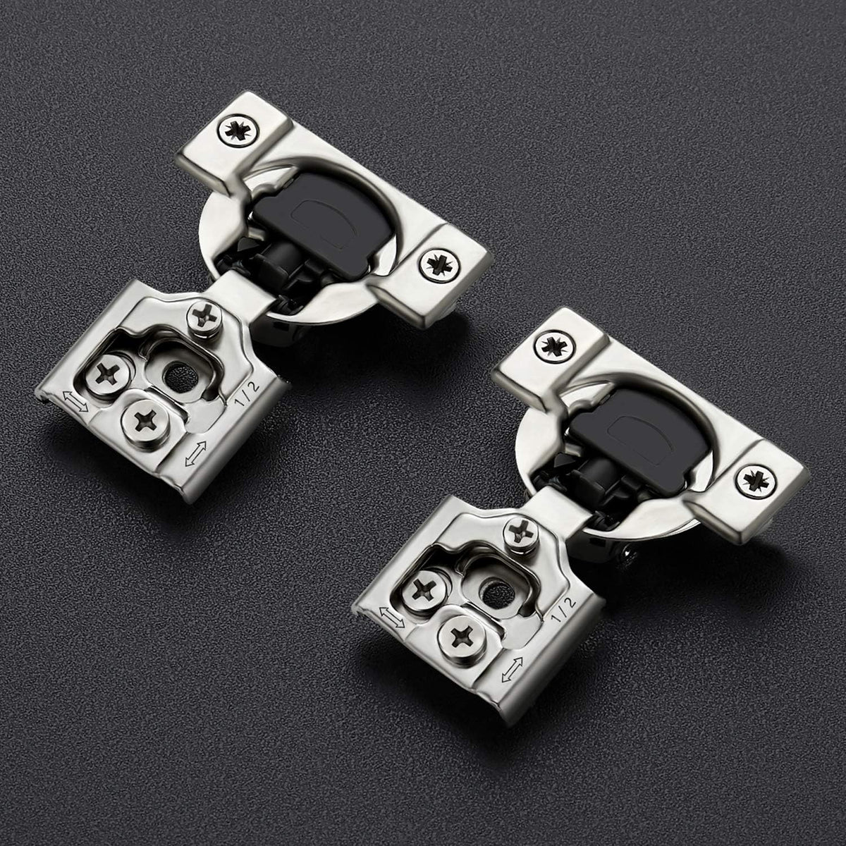 10 Pack 5 Pairs 1/2 inch Overlay Soft Close Hinges Hinges Satin Nickel Hidden Hinges Stainless Steel Concealed Hinge